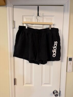 adidas Black Athletic Logo Shorts with White Branding